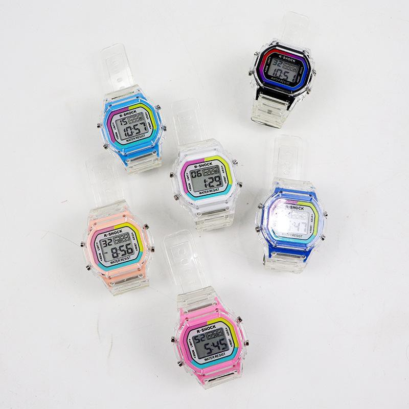 ✅Grosir Jam Senen - - Jam Tangan Wanita Digital Transparan Square Dial Couples Watch Korean Jam Transparan