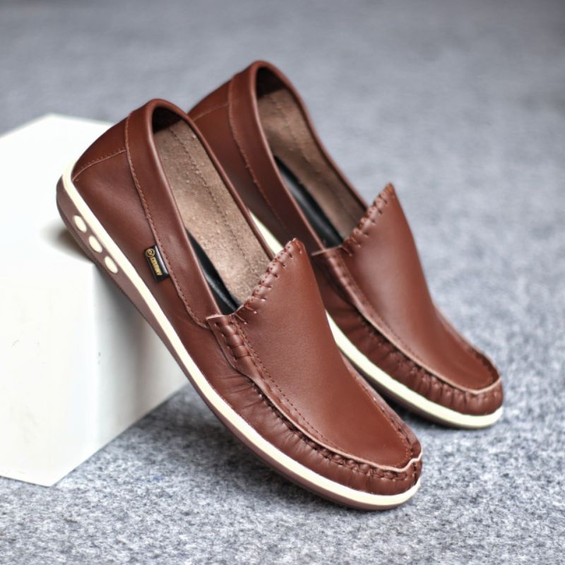 Sepatu Pria Slip-on & Mules Leather Original Kulit Sapi Asli Sukaregang Garut