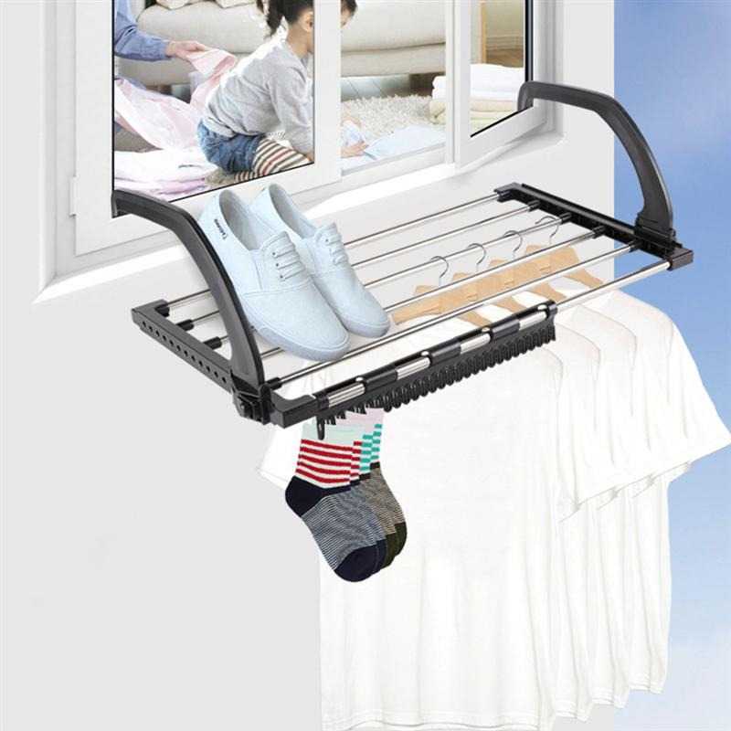 OUNONA Rak Gantungan Jemuran Handuk Baju Drying Balcony Rack