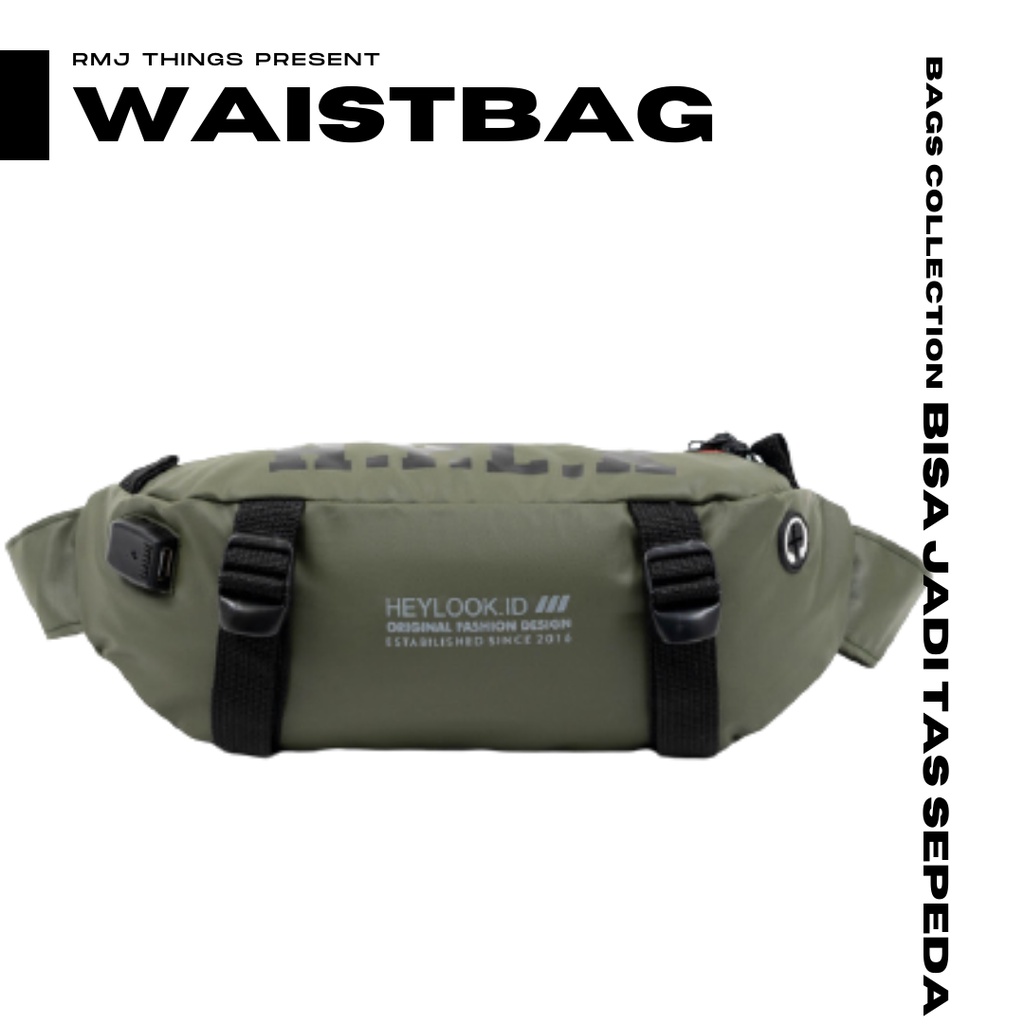 Tas Sepeda Bentuk Tabung Hand Lebar Waterprof Pinggang Kecil Sport R4F0 Portabel Original Waterproof