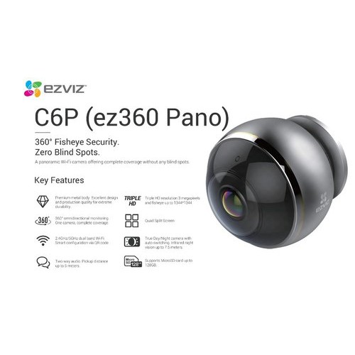 EZVIZ C6p 360 3Mp Mini Pano Panoramic 360 View/Fisheye /CCTV IP Camera