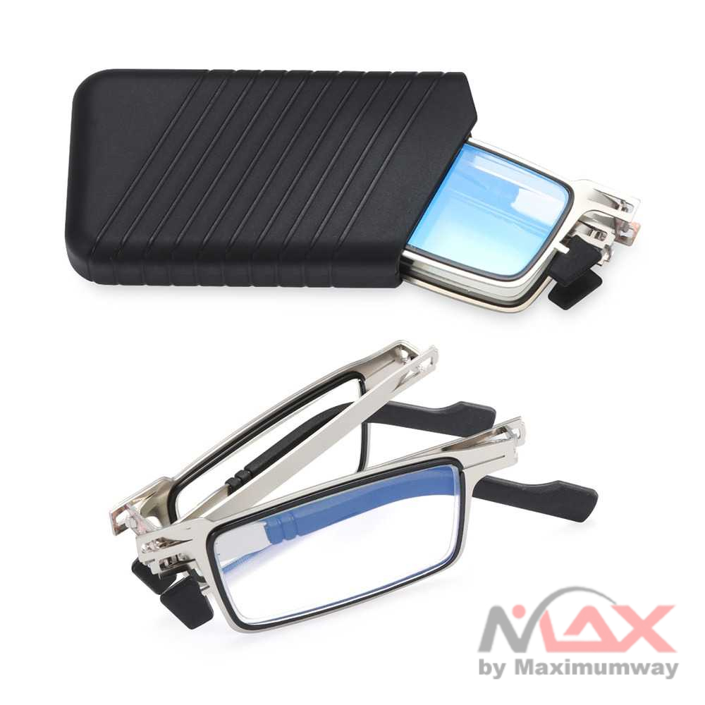 Macamata Baca lipat Plus dengan Anti Radiasi Monitor komputer Pria Wanita unisex bonus Case 1.0, 1.5, 2.0, 2.5 Anti UV FANCC Kacamata Baca Rabun Dekat Folding Anti Blue Light Rabun dekat membesar Compact Spring Hinge for Men &amp; Women Reading Glasses