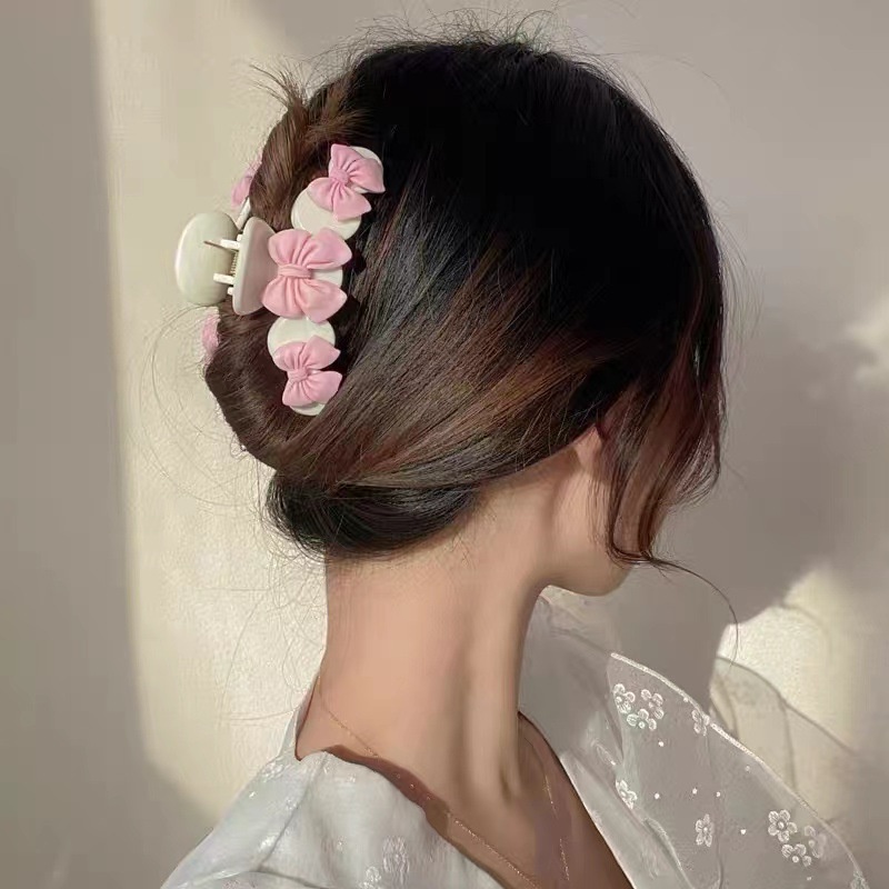 Jepit Rambut Bentuk Pita Besar Warna Pink Transparan Gaya Korea Untuk Musim Semi