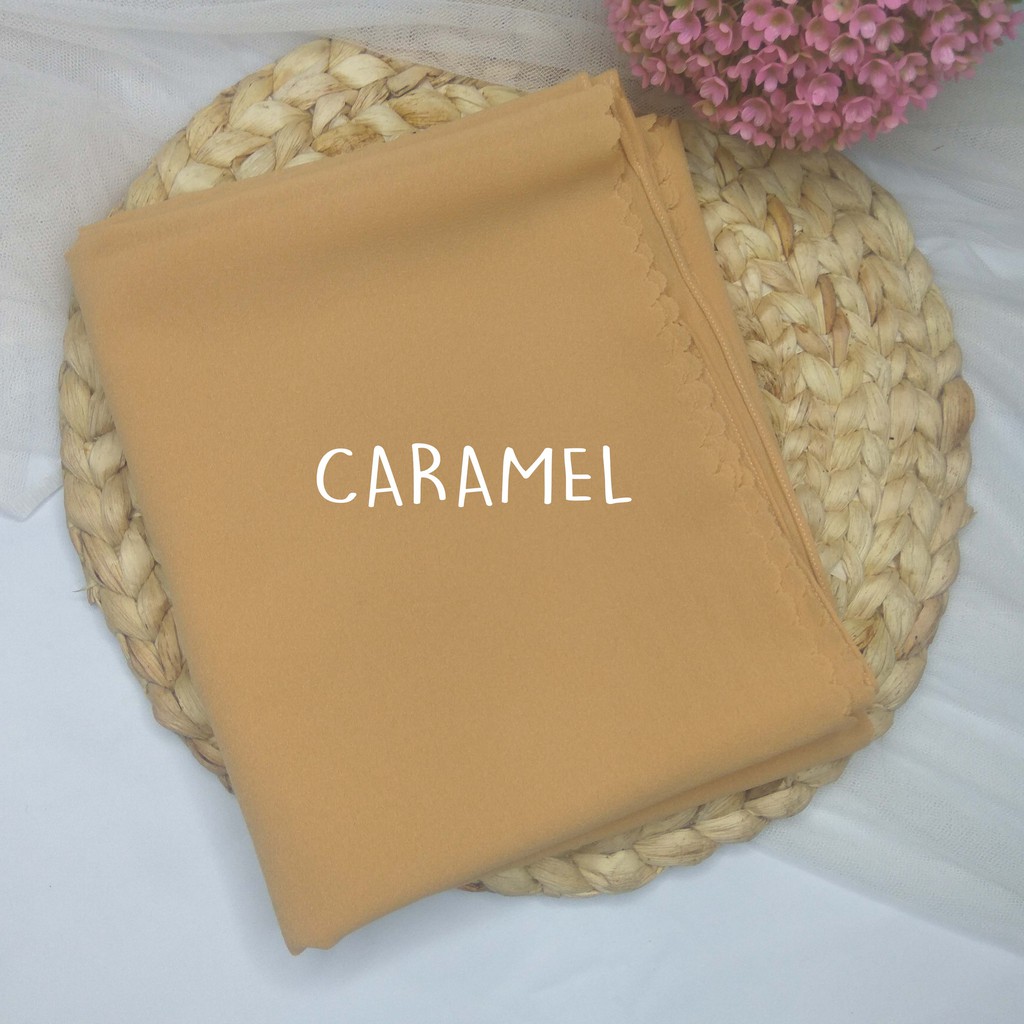 HIJAB/JILBAB PASHMINA DIAMOND 175 x 75  LASERCUT + JAHIT TEPI KECIL-CARAMEL