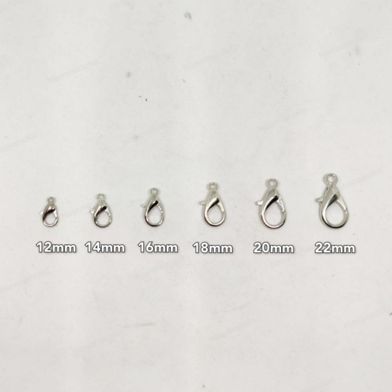 [20 PCS] Kokot Udang / Kait Kalung Perak Silver (12, 14, 16, 18, 20, 22 mm)