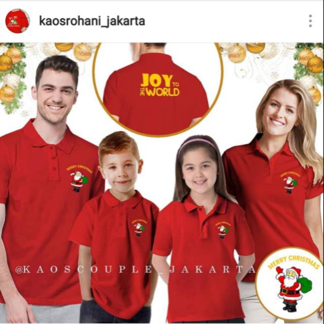  Kaos  Polo  Kerah Baju Natal  couple keluarga Ayah Ibu Anak 