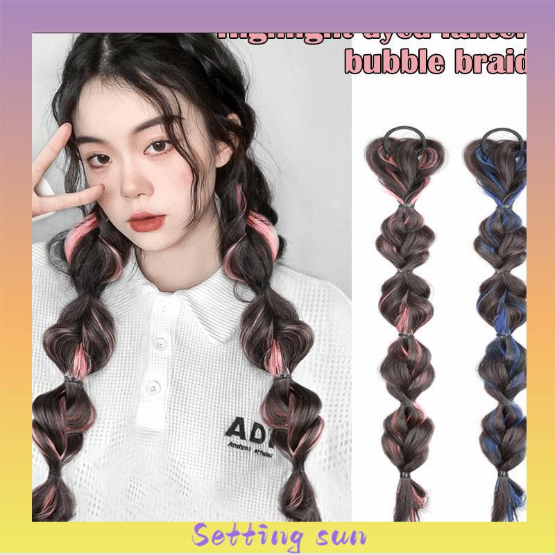 Ekor Kuda Poni Ganda Tinggi Wanita  Sorot Lantern Puff  Kepang Twist  Kepang Wig Tali TN