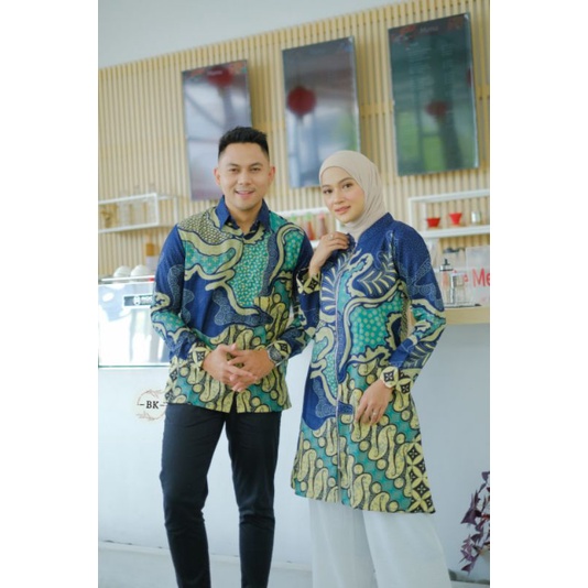 BATIK TUNIK COUPLE DRESS BATIK MODERN TUNIK BATIK TERBARU SOFT WARNA ABSTRAK