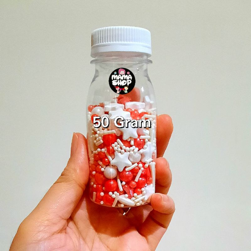 SPRINKLE BINTANG HATI MUTIARA STAR HEART PEARL MERAH UNGU PUTIH MIX TRIMIT HIASAN KUE BISA DI MAKAN