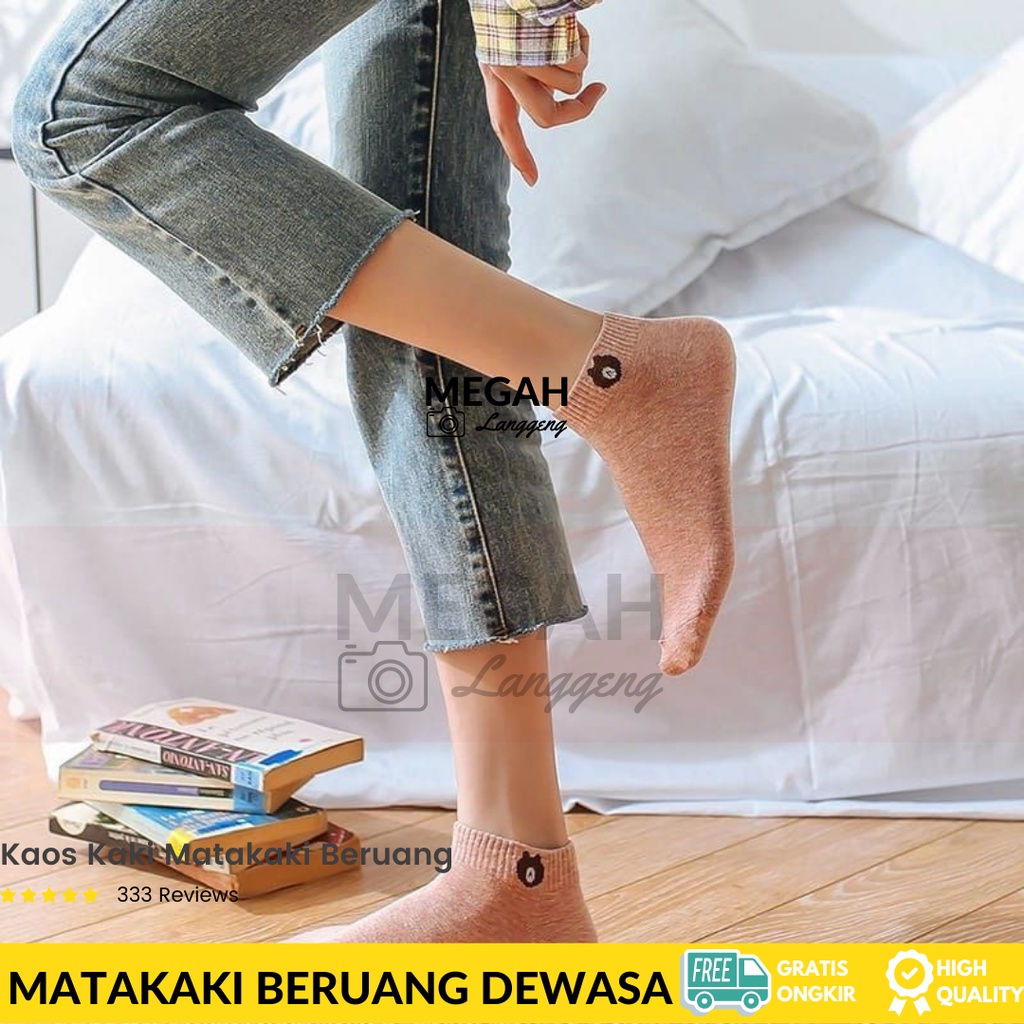 PAKET 3 PASANG KAOS KAKI PENDEK MOTIF BERUANG KAOS KAKI MATAKAKI WANITA DEWASA MURAH / KAOS KAKI PENDEK MATA KAKI DEWASA PRIA/WANITA
