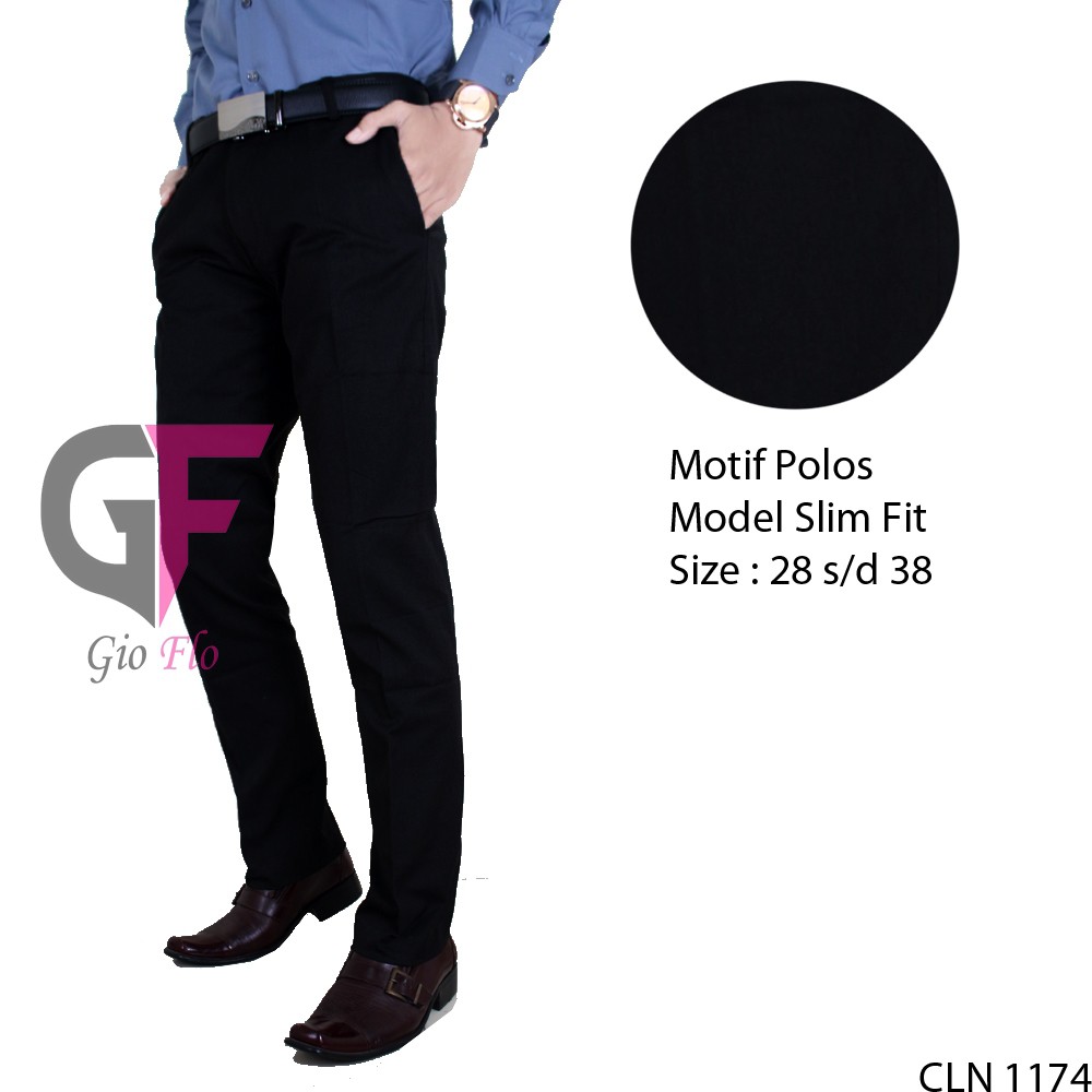 GIOFLO Celana Slim Fit Terbaru Formal Pria Black / CLN 1174