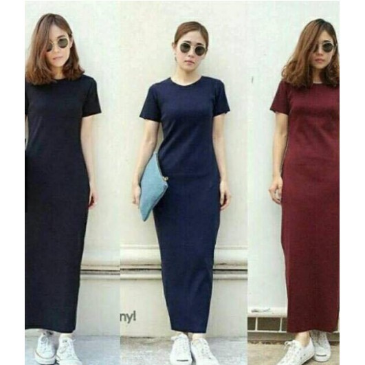 A1328 - Stok - Baju Pky Dress Panjang Elsa  Polos Sale !!!