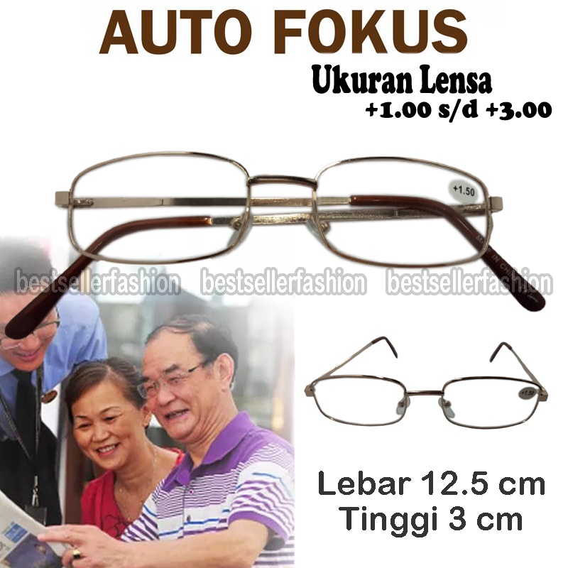 KACAMATA PLUS (+) Pria Wanita Uk +1.00 s/d +3.00 Frame Metal Gold / Kaca mata Baca Plus / Kacamata Rabun Dekat