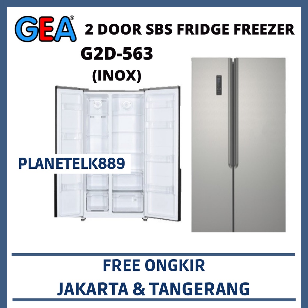 GEA G2D-563 (INOX) KULKAS SIDE BY SIDE GEA 563 LITER