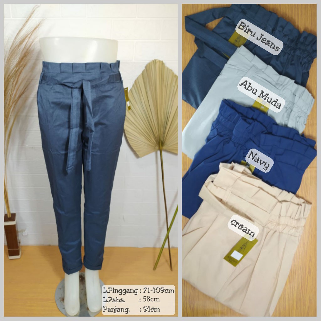 CELANA BAGGY PINGGANG REMPEL | CELANA KATUN WANITA