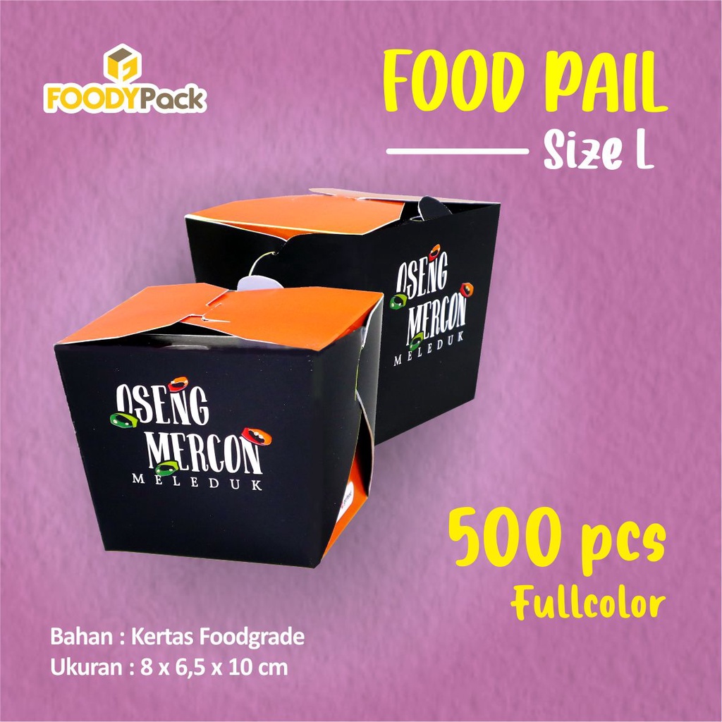 [ PO ±14HARI ] SIZE L - CETAK 1 WARNA - CUSTOM Food Pail I Food Pail I Paper Box I Dus Kemasan