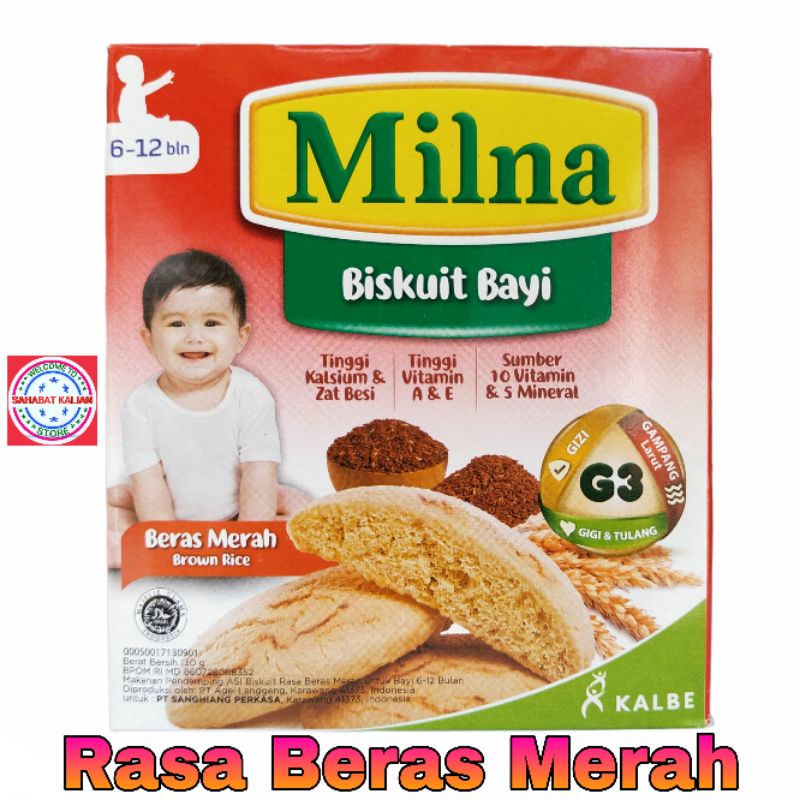 MILNA BISKUIT BAYI BERAS MERAH 130GR PER 1 BOX