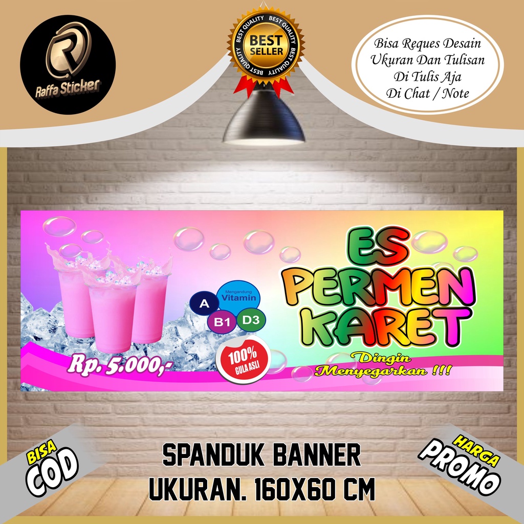 Spanduk, Backdrop Banner Es Permen Karet Pink