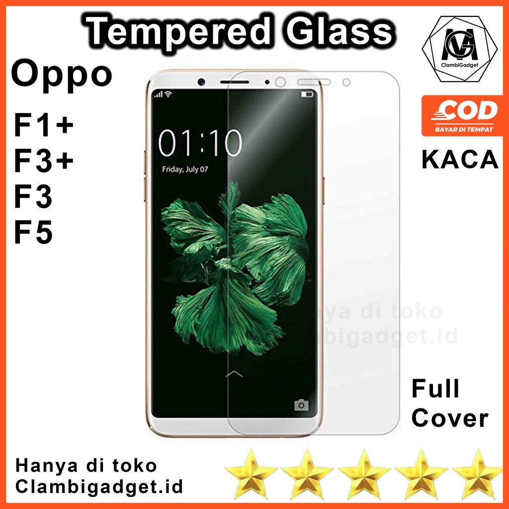 Tempered Glass TG Samsung F1 Plus F3 Plus F3 F5 Full Cover Putih Bening Clear Screen Guard Protector