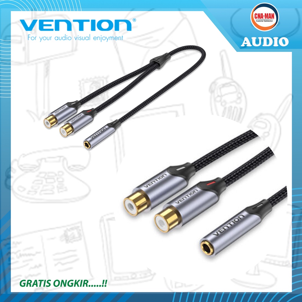 Vention Kabel Audio Female Aux 3.5mm to 2-RCA Female Stereo Jack