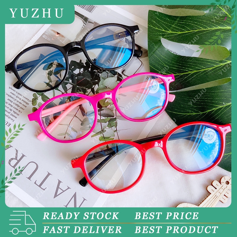 (YUZHU) COD Ready Stock Kacamata Anak Anti Radiasi Kacamata Bulat Kacamata Optik Bahan Silikon