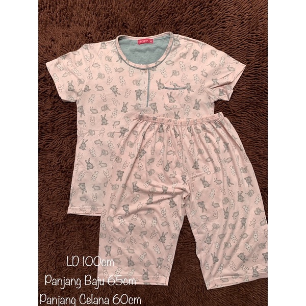 [PRELOVED] Virginia Piyama Pajama Baju Tidur Sleep Wear Pink Motif