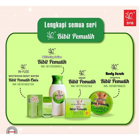 ⭐BAGUS⭐ SYB BIBIT PEMUTIH SERIES | Whitening Lotion Sabun Arbutin Body Scrub Lulur