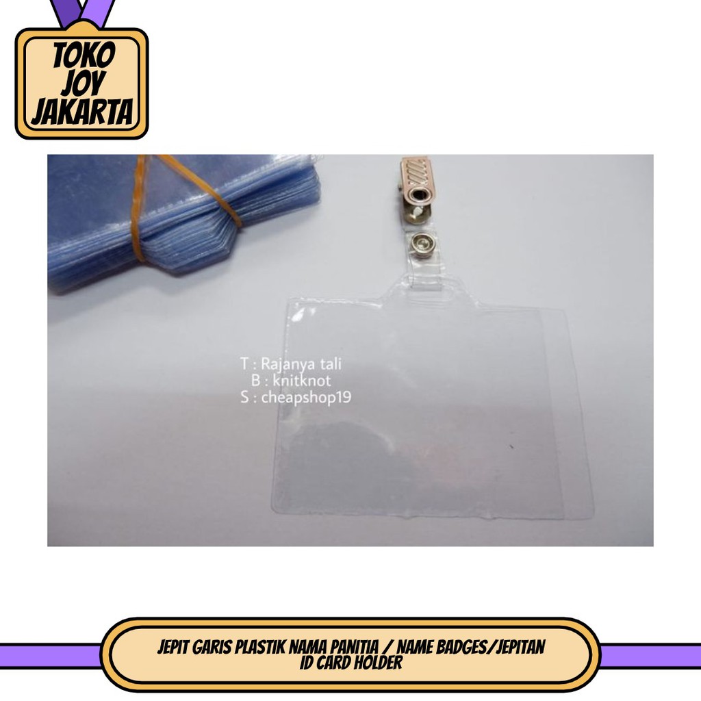 

Jepit Garis+plastik nama panitia / Name Badges/Jepitan ID card holder