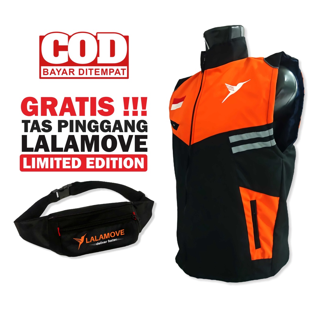Rompi Lalamove Murah Bahan Anti Air Gratis Tas Pinggang Pria Waist Bag Waterproof