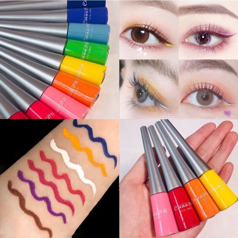 CMAADU Colorful Neon Liquid Matte Eyeliner Cair Warna Warni Waterproof Tahan Air