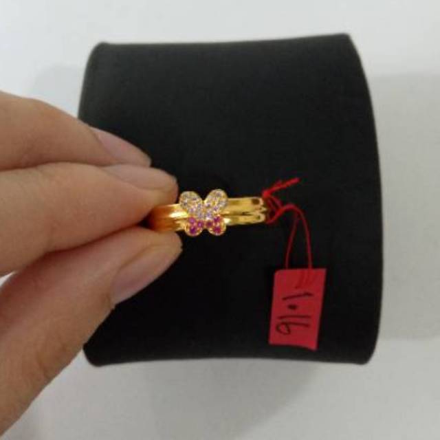 Cincin Emas asli model lempeng jaring belah