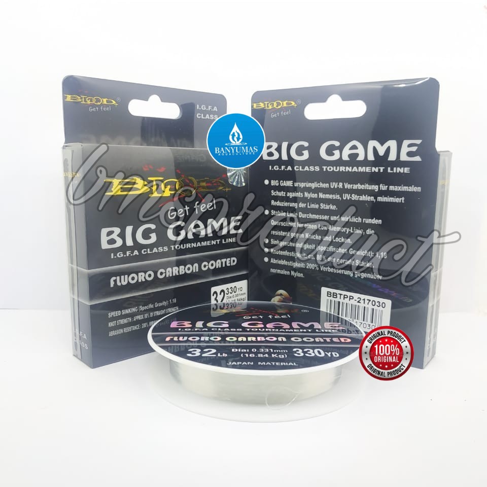 [BAYAR DI TEMPAT] Senar Pancing Blood Big Game 32 Lb 0.33 mm Fluoro Carbon Coated