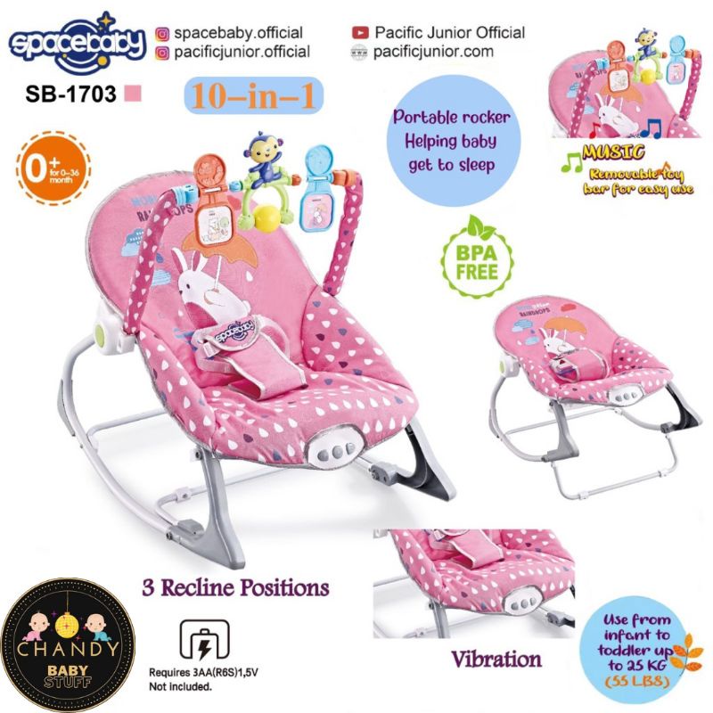 BOUNCER SPACE BABY ZX 1803 (10 IN 1), BOUNCER SPACE BABY SB 1703 (10 IN 1), SMARTSTART 10 IN 1 INFANT TO TODDLER ROCKER