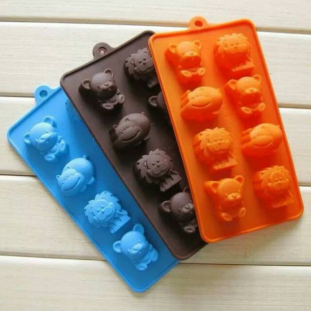 Cetakan coklat puding animal singa kudanil beruang silicone mold