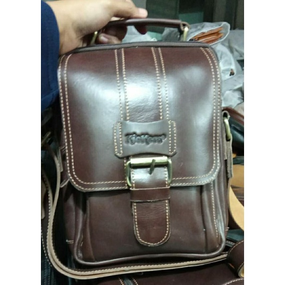 Tas selempang kulit ASLI 100℅ pria kantor mini Jeep