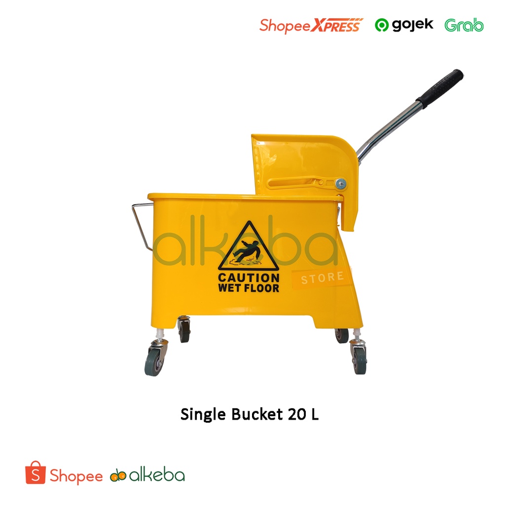 Single Bucket 20 Liter Wringer Trolley Side Press Clening Murah