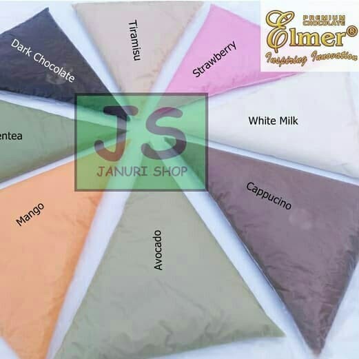 

COKELAT- ELMER DIP GLAZE 1 KG MIX ISI 5 RASA -COKELAT.