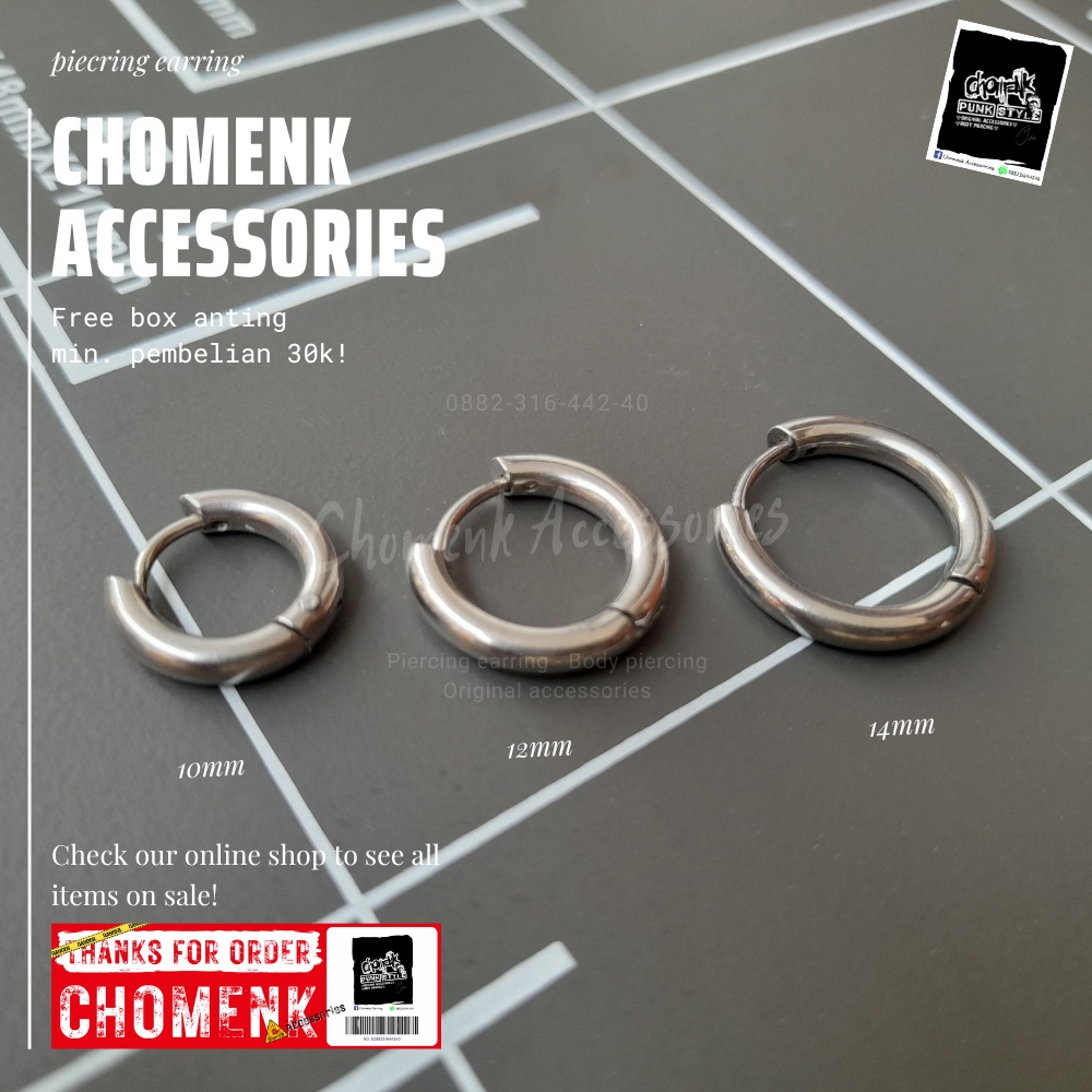 Piercing earring anting tindik barbel jepit silver titanium