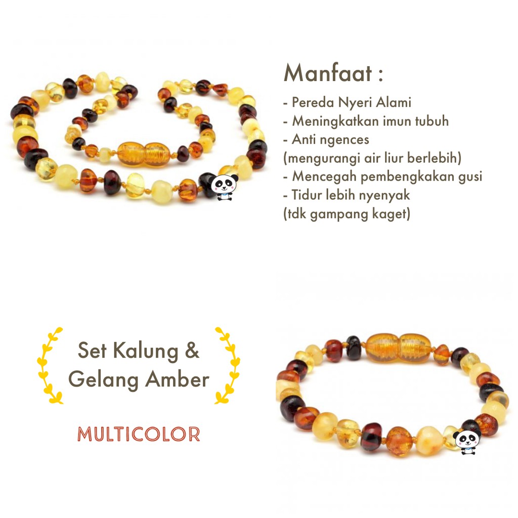 AMBER WONDERS - Set Kalung & Gelang Amber MULTICOLOR pereda nyeri tumbuh gigi bayi