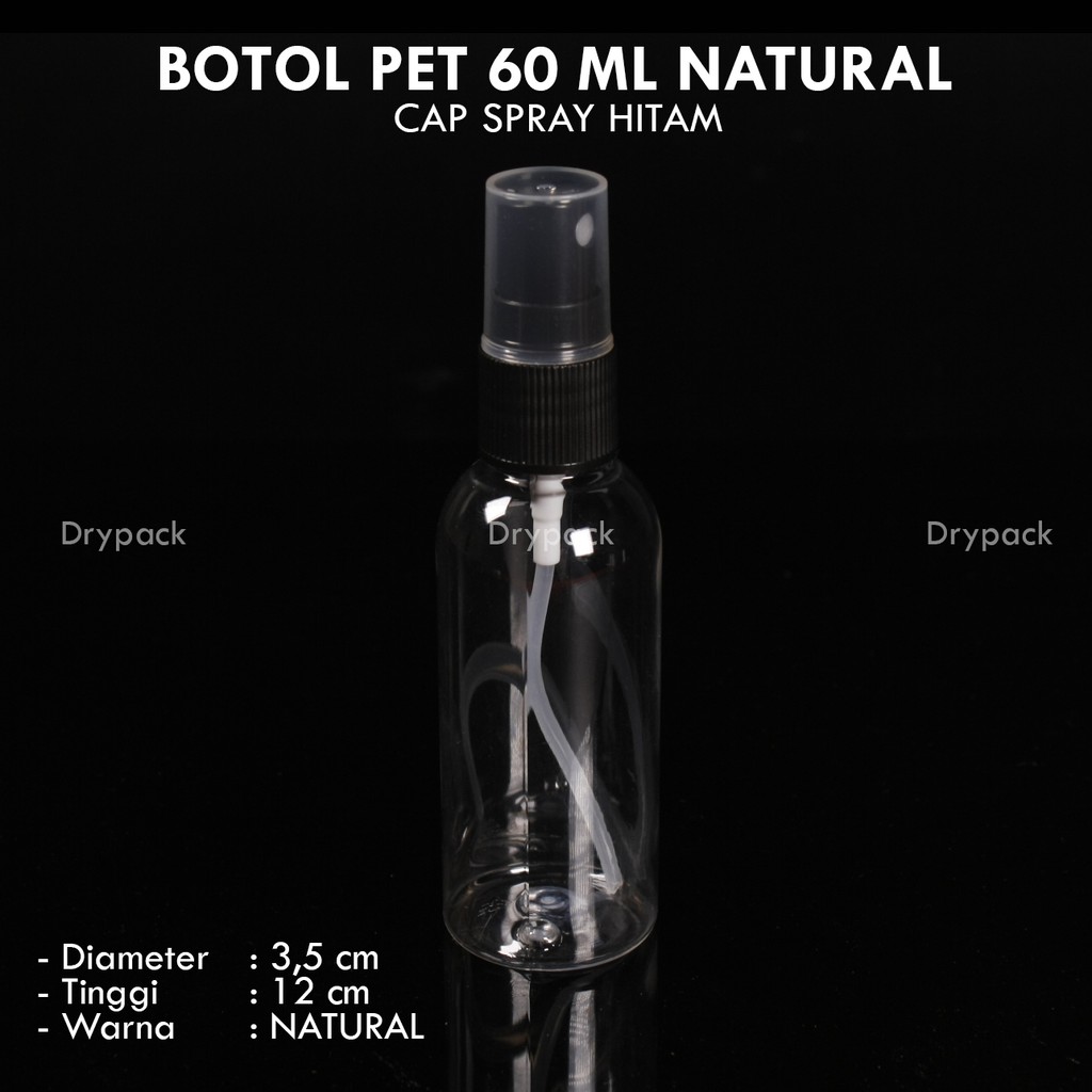 Botol Spray / Parfum 60 ml Natural tutup 3 varian warna