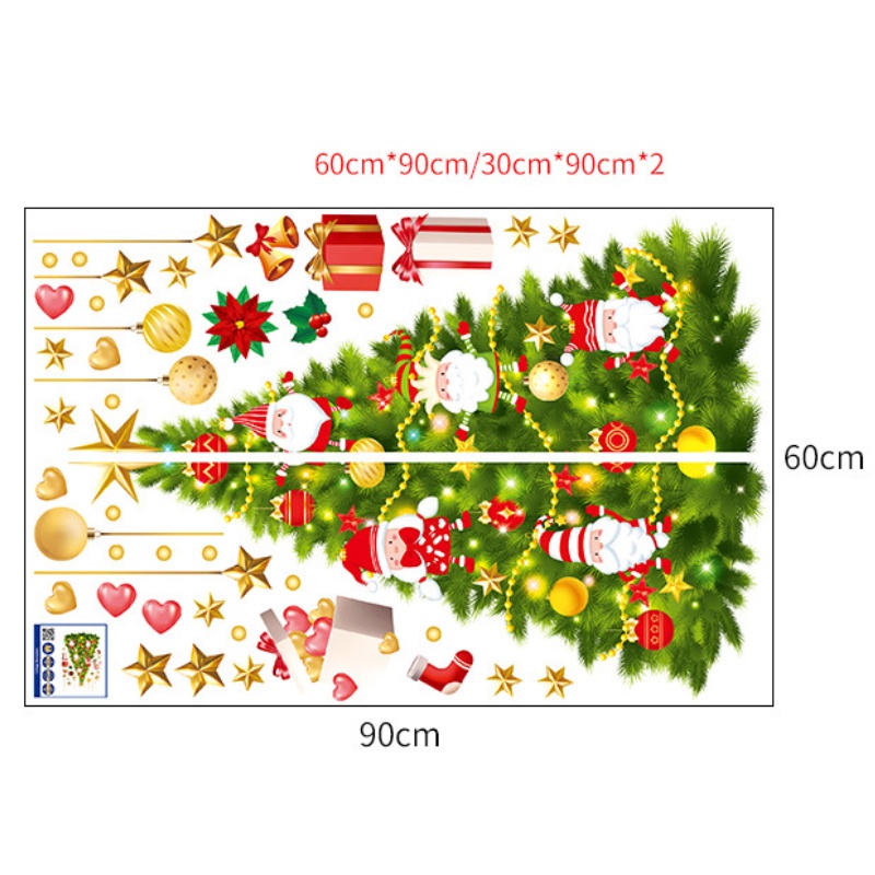 Stiker Dinding Decal Desain Kartun Santa Claus Snowman Bahan PVC Untuk Dekorasi Natal