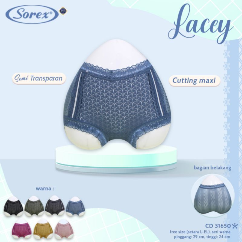 Sorex Cd 31650 Lacey celana dalam Fashion Wanita Mini Brukat Bunga Semi Transparan Freesize Setara Ukuran (L-EL)