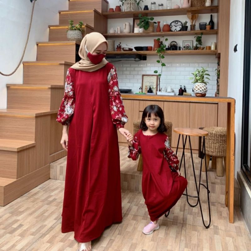 Gamis lengan motif terbaru Yassmina Hijab official | Sarah Dress by Dewihijab | DIJUAL TERPISAH tanp