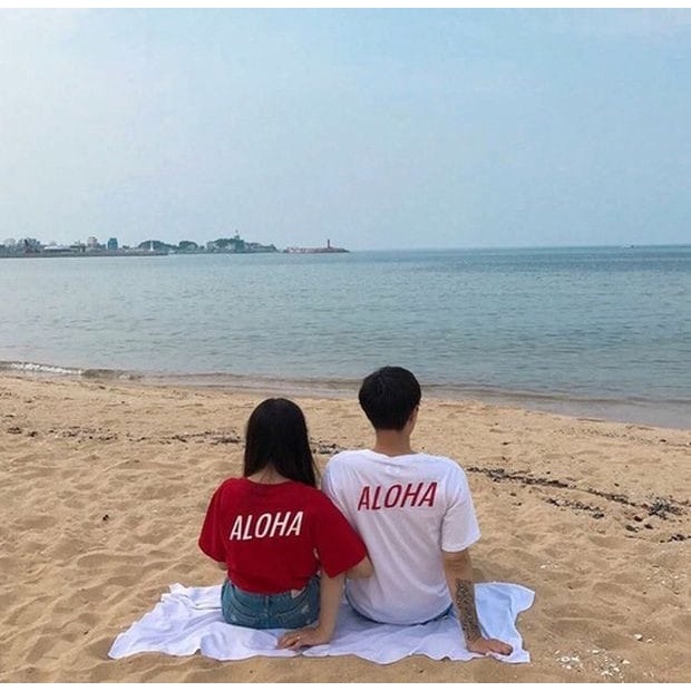 MYSTIQUE.ID-BAJU KAOS COUPLE ALOHA T-SHIRT LUCU DAN AESTHETIC