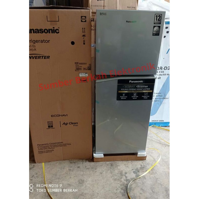 Kulkas Panasonic 2 Pintu NR-BB200V-S Inverter Econavi 200VS 196 liter bb 200 v promo bandung