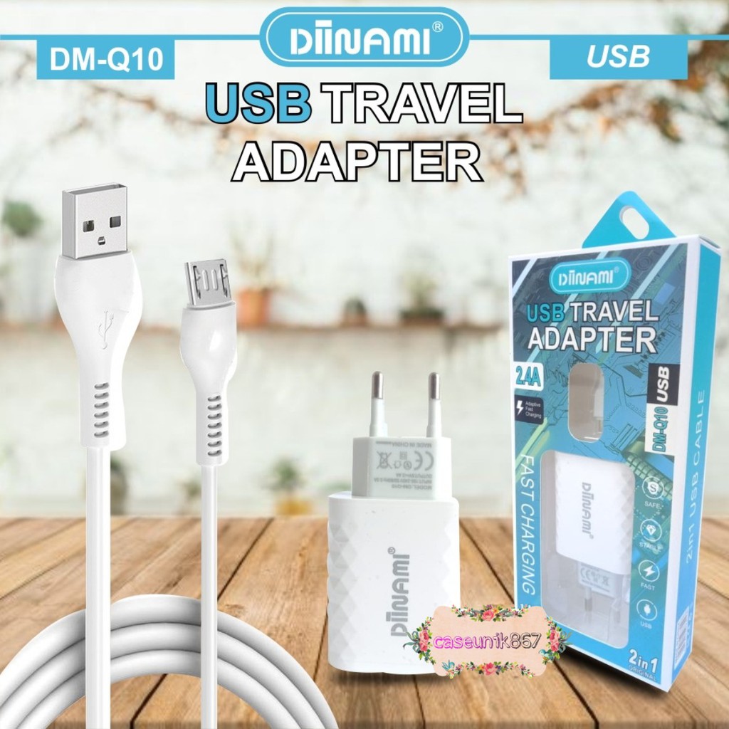 BM058 Diinami Q10 Cashan charger original 2.4Amper Samsung oppo xiaomi realme Vivo Free kabel Micro CS2155