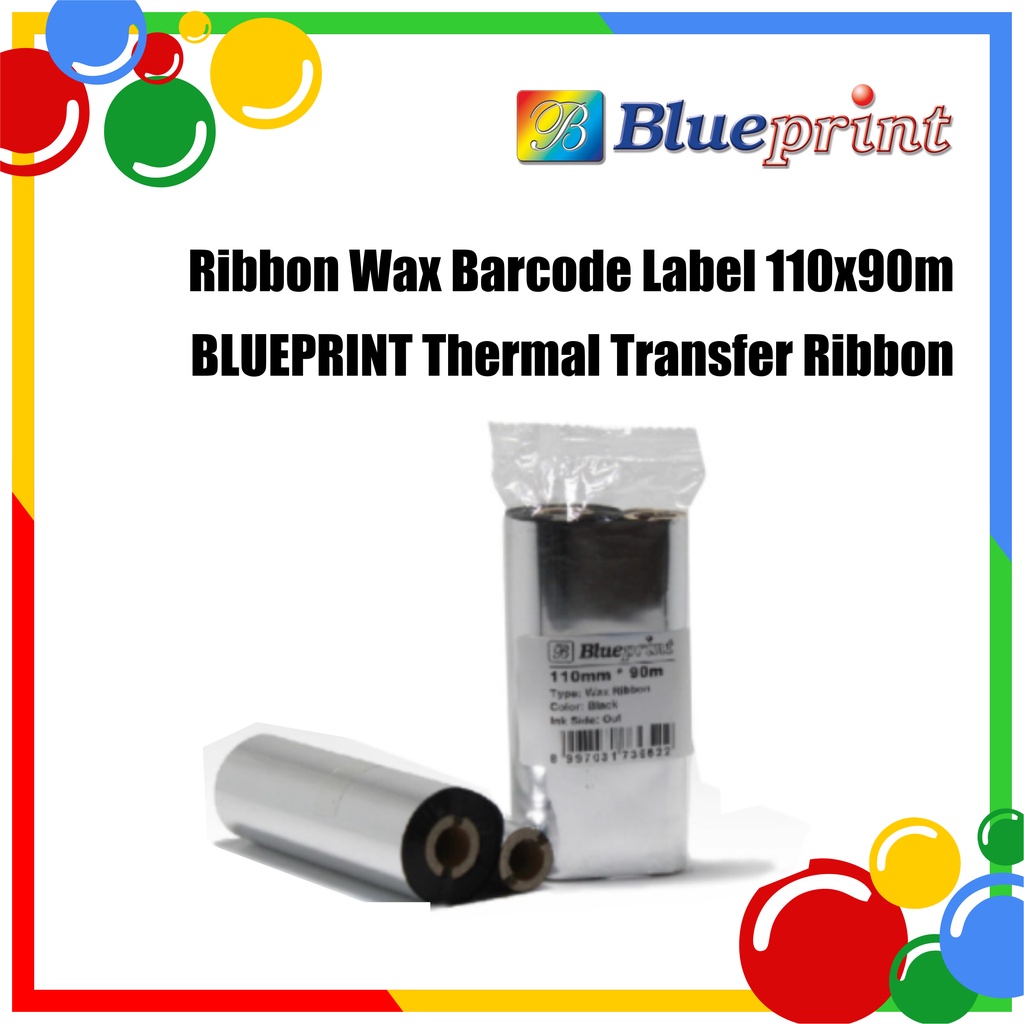 

Ribbon Wax Barcode Label 110x90m BLUEPRINT Thermal Transfer Ribbon