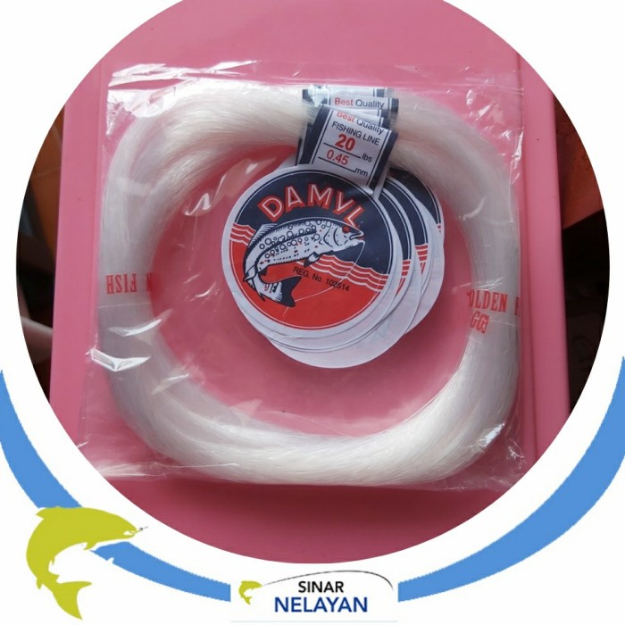 Senar / tali pancing DAMYL putih no 20 lbs, diameter 0.45 mm