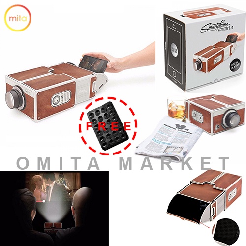 PROYEKTOR HP MINI PORTABEL / PORTABLE SMARTPHONE PROJECTOR HANDPHONE CARDBOARD LCD PONSEL PRESENTASI