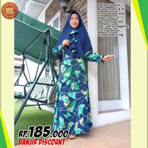 Promo Baju Gamis Muslim Wanita Dress Terbari Baju Muslimah Dress Terbaru - Biru Muda Limited